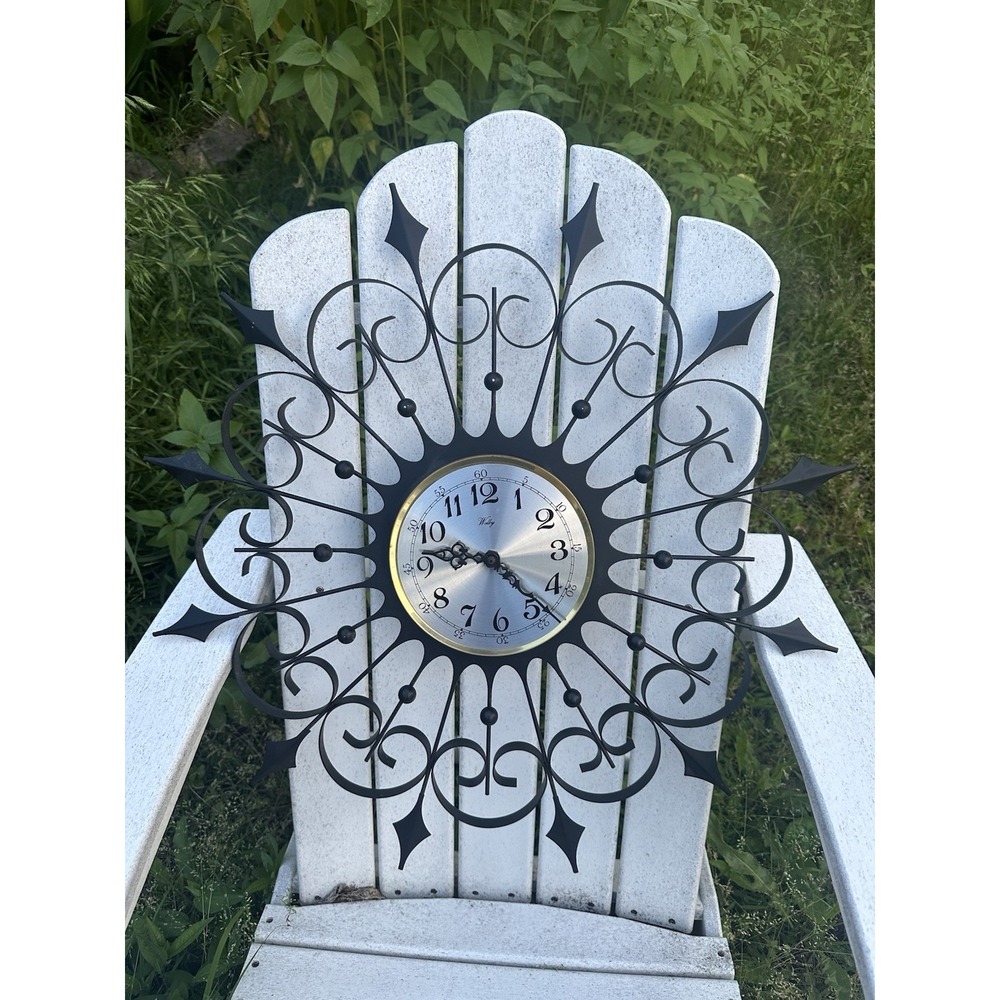 Welby Mid Century Modern Wall Clock starburst Wrought Iron Clock Bad